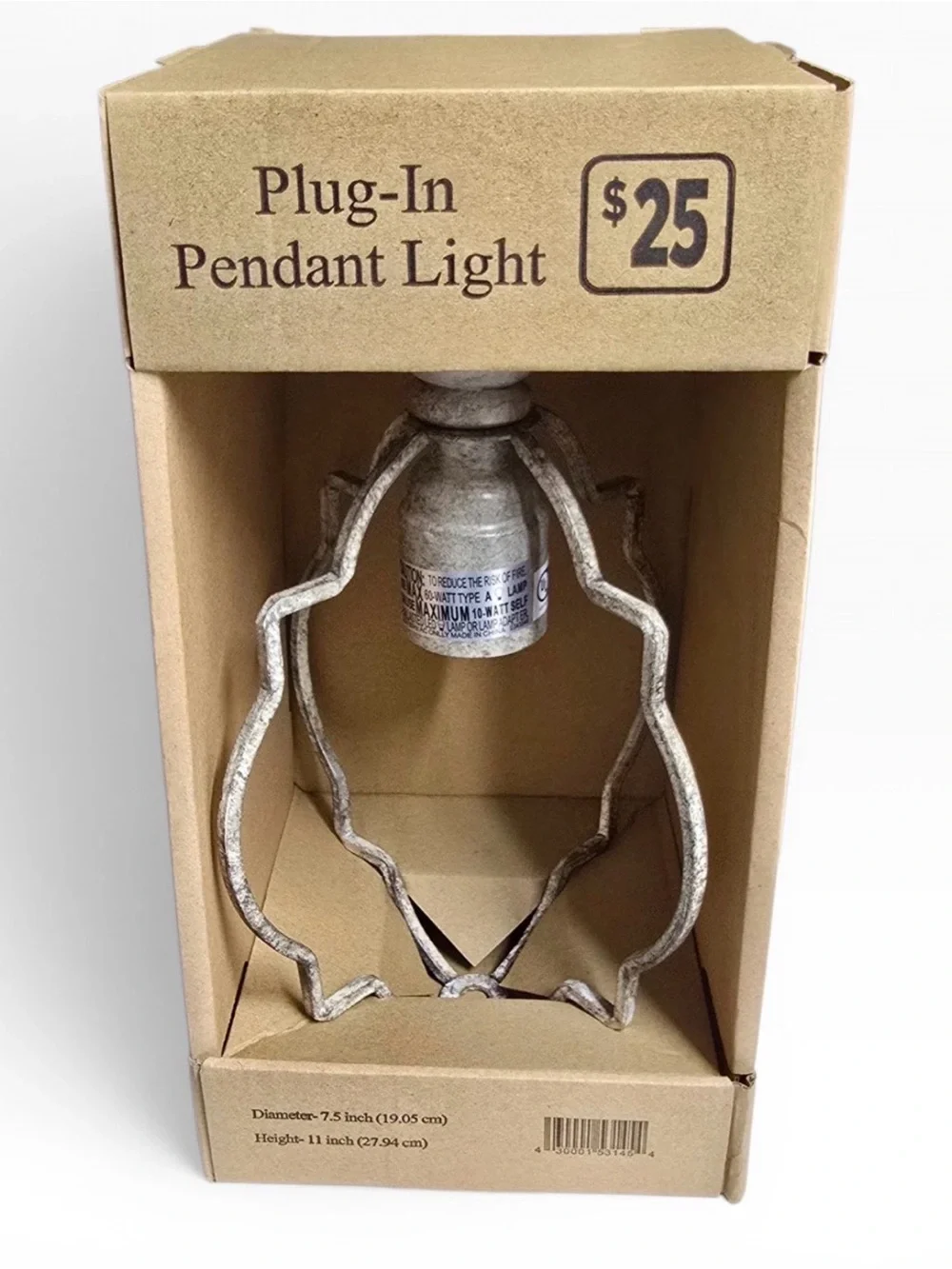 Plug-In Pendant Light in Distressed White - Rustic Home Accent